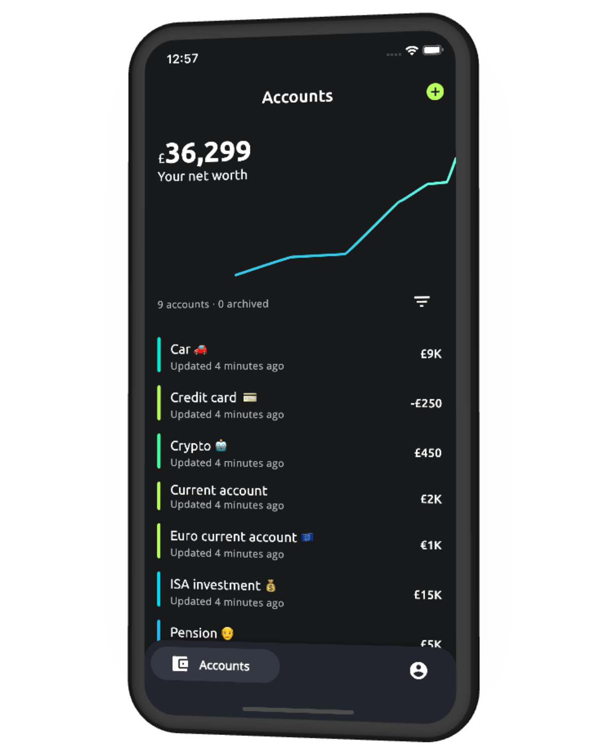 Application screenshot, monitor your net worth
